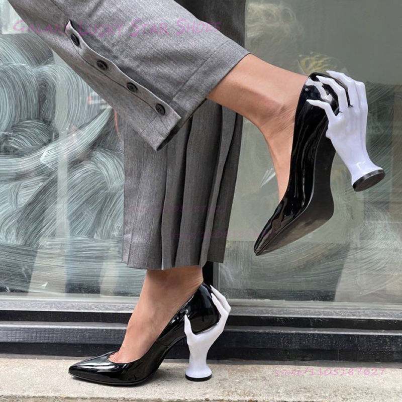 Pink Hand Shaped Strange Heel  - Patent Leather Pump recensie en prijs