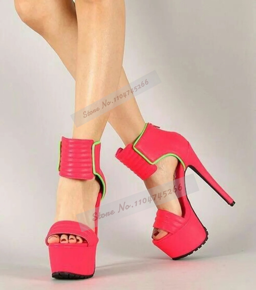 Rose Red Matte Leather Striped - Wide Fit Heels recensie en prijs