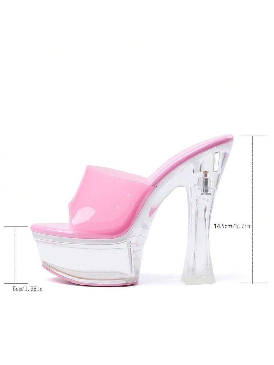 Womens Clear Block Chunky High - Clear Strap Heel recensie en prijs