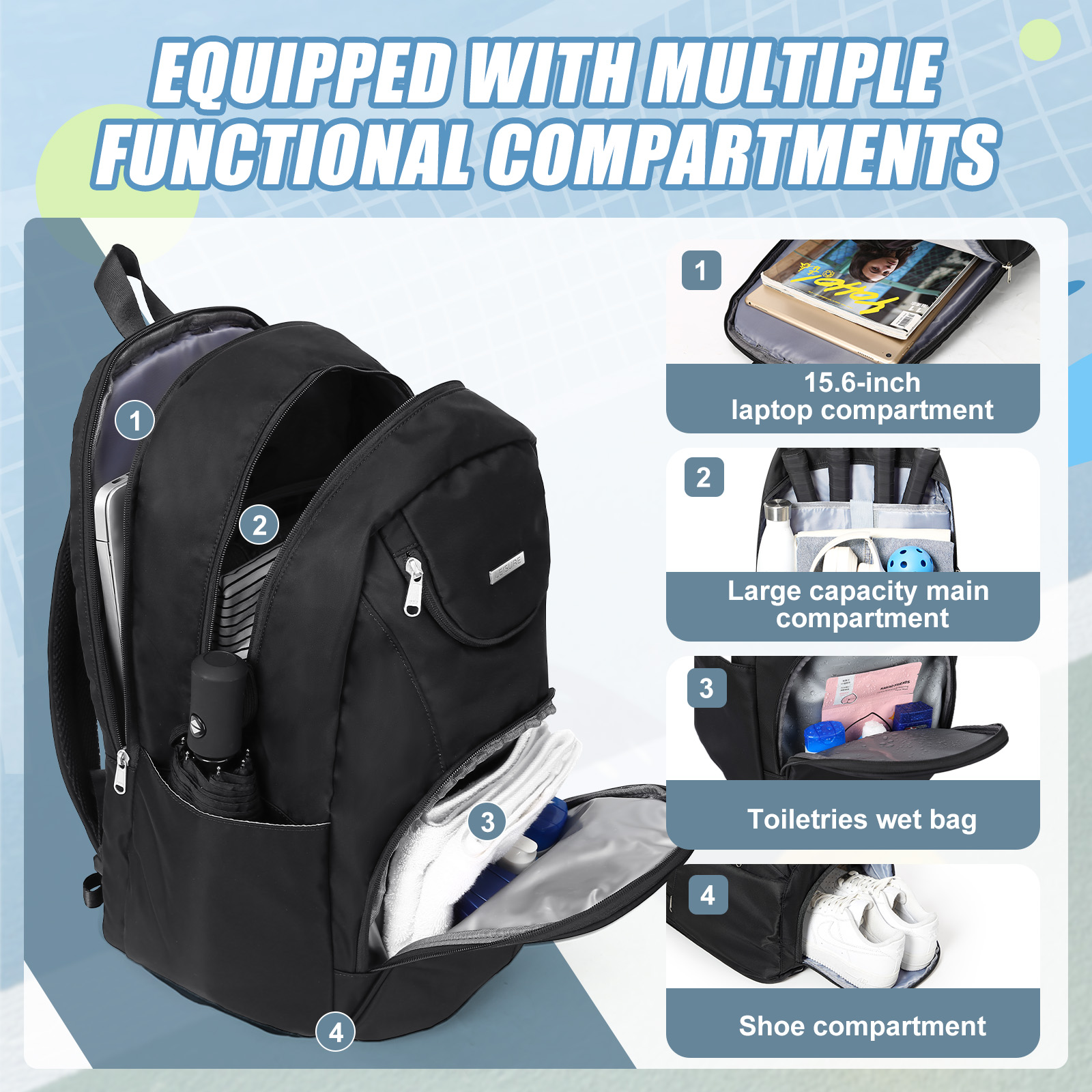 Tennis Bag Tennis Backpack 2 R - Women'S Shoes To Men'S recensie en prijs