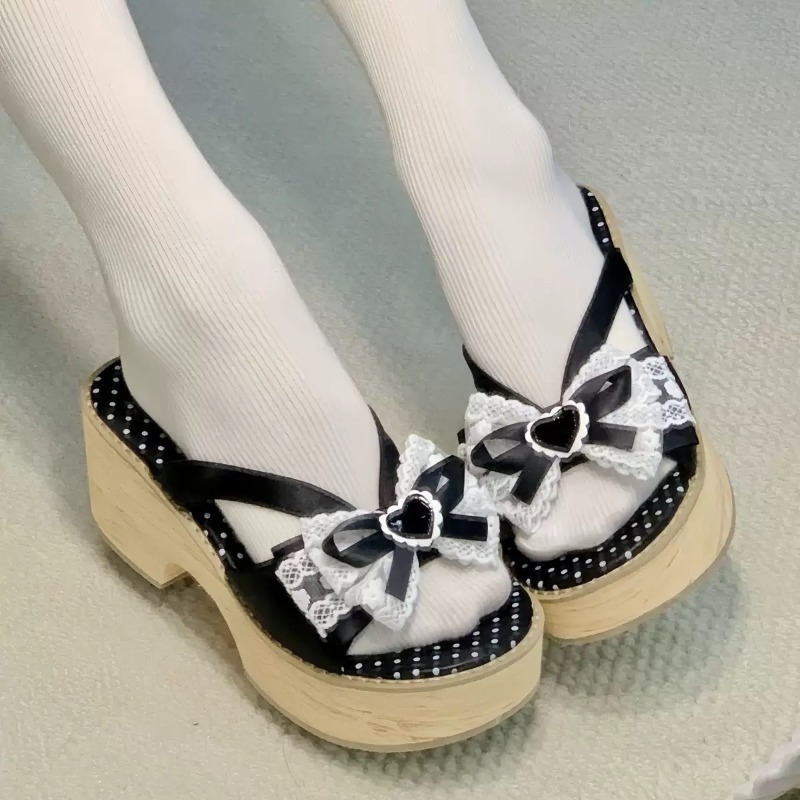 Sweet Bow Wood Grain Thick Bot - Women Shoes Japan recensie en prijs