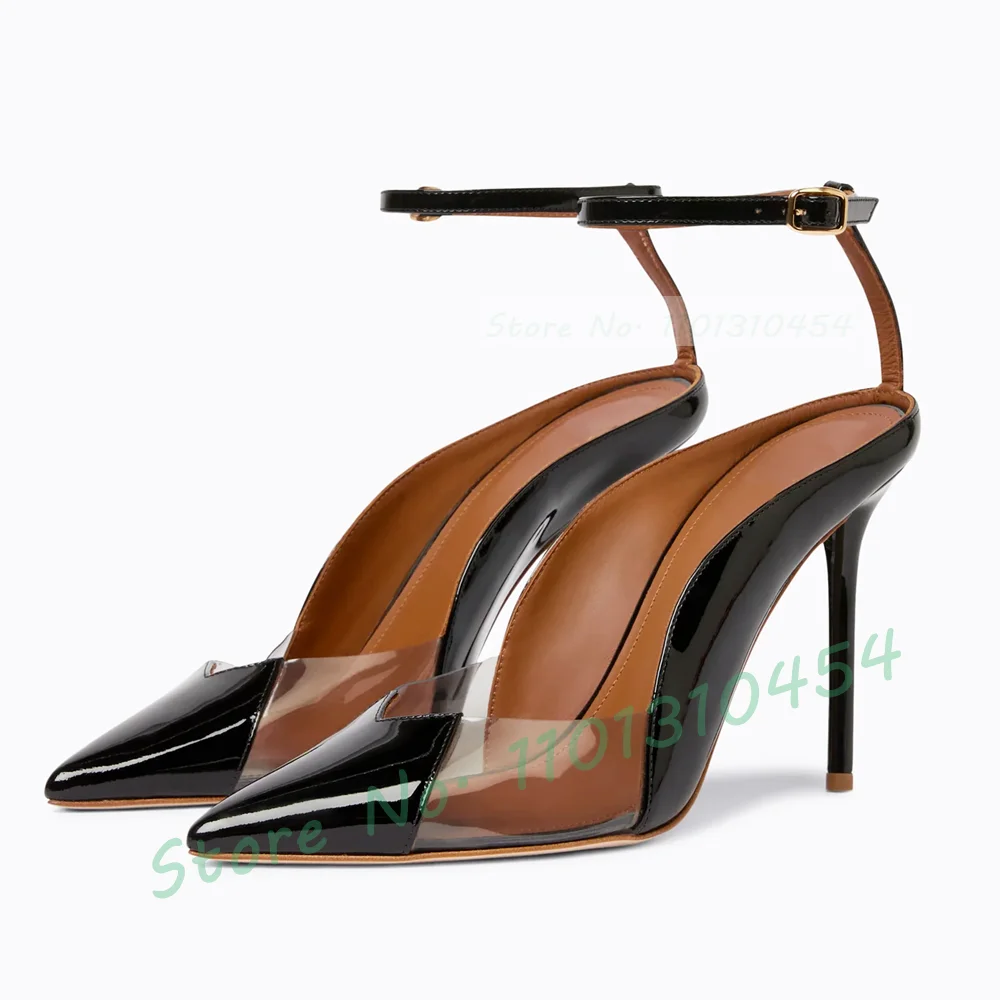Black Pointy Clear Pvc Sandals - Clear Strap Heel recensie en prijs