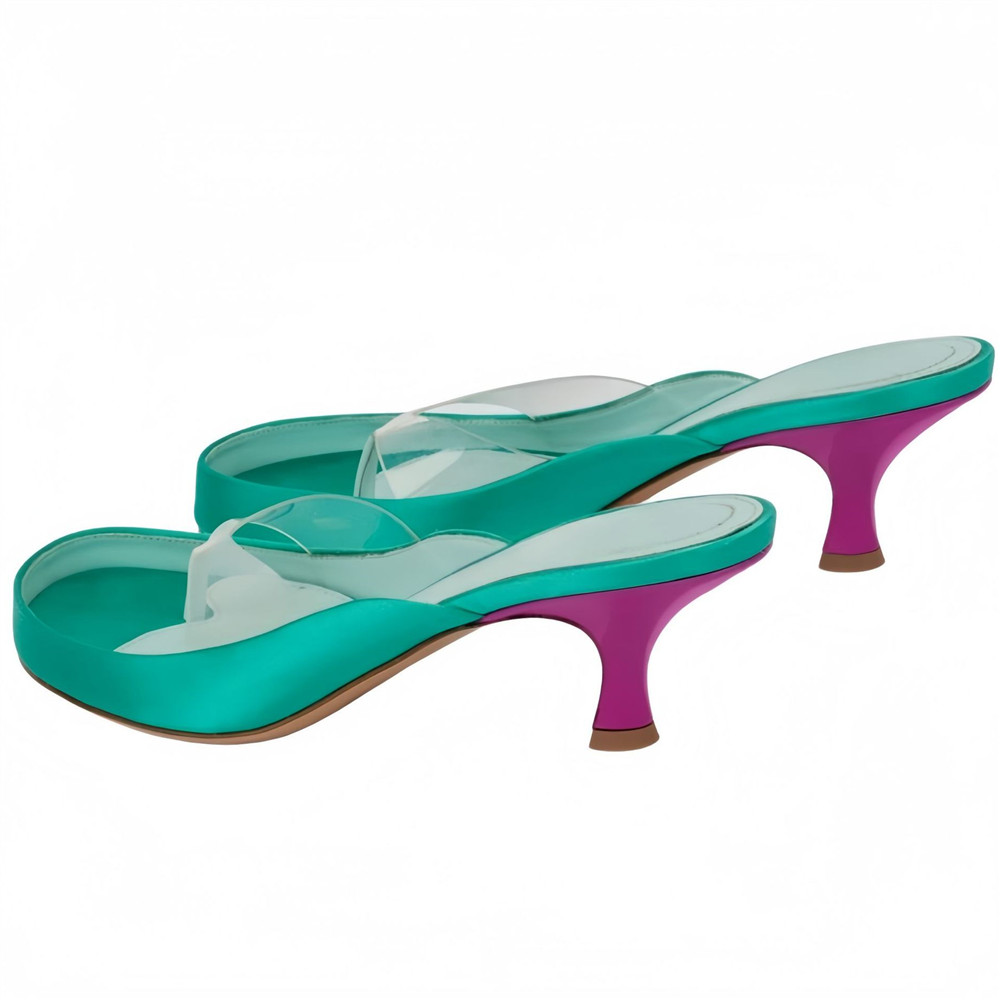 Women Gold Satin Thong Mules C - Clear Strap Heel recensie en prijs